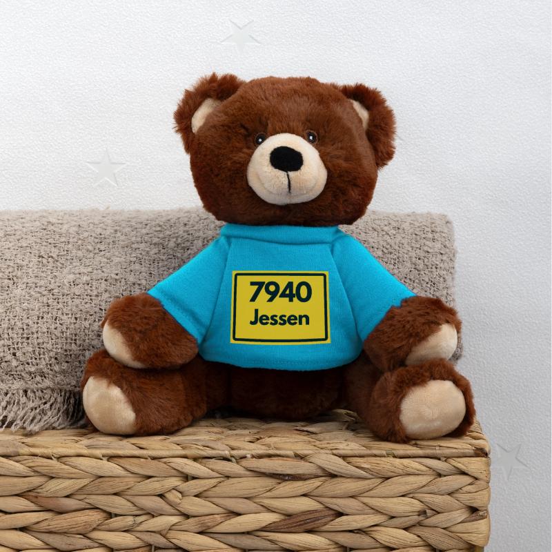 OLD POSTCODE ZIP CODE, SAXONY-ANHALT 7940 JESSEN MiniFeet® RecycelBär® Teddy Bear Brown