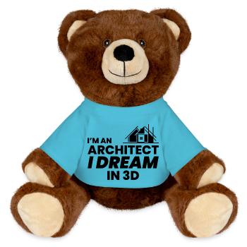 Architect 3D Dream Construction Architecture Funny - MiniFeet® RecycelBär® Teddy Bear Brown - atoll blue - Front