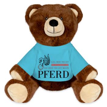 The "Not My Horse" Statement - MiniFeet® RecycelBär® Teddy Bear Brown - atoll blue - Front