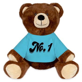 No. 1 - MiniFeet® RecycelBär® Teddy Bear Brown - atoll blue - Front