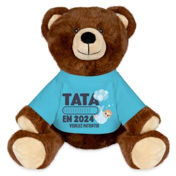Annonce Grossesse Originale Future Tata En 2024 - Nounours RecycelBär® marron - bleu outremer - Devant