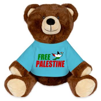 Free palestine - Nounours RecycelBär® marron - bleu outremer - Devant