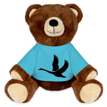 Cygne aux ailes énormes - Nounours RecycelBär® marron - bleu outremer - Devant