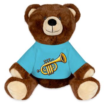 Trompette Instrument de musique - Nounours RecycelBär® marron - bleu outremer - Devant