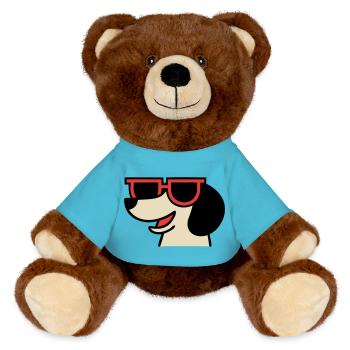 Cooler Dackel Brille Chef - MiniFeet® RecycelBär® Teddy Bear Brown - atoll blue - Front