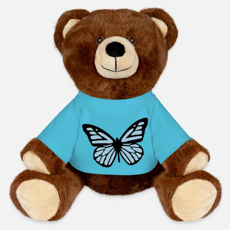 butterfly - papillon - Nounours RecycelBär® marron - bleu outremer