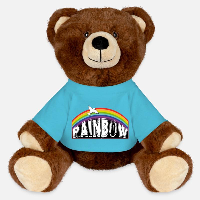 Lettrage RAINBOW avec pigeon - Nounours RecycelBär® marron - bleu outremer