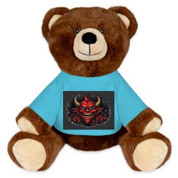 Red Devil - MiniFeet® RecycelBär® Teddy Bear Brown - atoll blue - Front