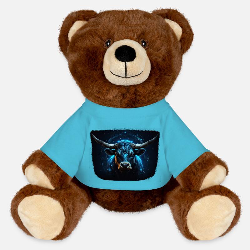 Zodiac sign Taurus - MiniFeet® RecycelBär® Teddy Bear Brown - atoll blue