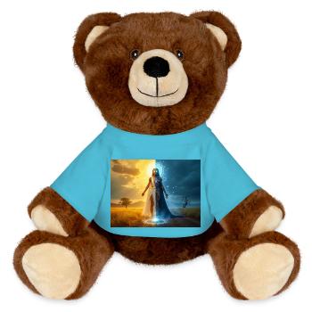 Adroa – Lugbara, dieu de la dualité, de la lumière et de l’ombre - Nounours RecycelBär® marron - bleu outremer - Devant