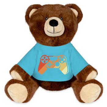 Vintage Gamepad - MiniFeet® RecycelBär® Teddy Bear Brown - atoll blue - Front