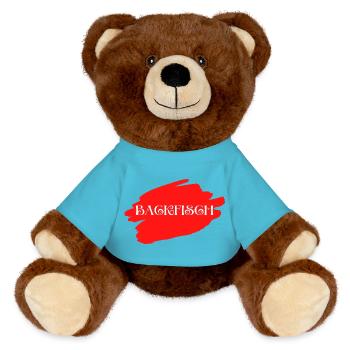 Backfisch - Wortschätze - vergessene Wörter - MiniFeet® RecycelBär® Braun - Atollblau - Vorne