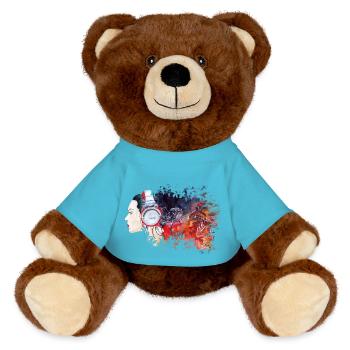 White Rabbit - MiniFeet® RecycelBär® Teddy Bear Brown - atoll blue - Front