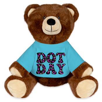 Purple Dots - MiniFeet® RecycelBär® Teddy Bear Brown - atoll blue - Front