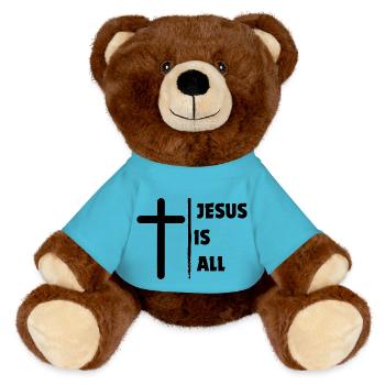 Jesus is all - Nounours RecycelBär® marron - bleu outremer - Devant