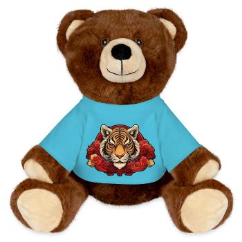 Tiger with Background - MiniFeet® RecycelBär® Braun - Atollblau - Vorne