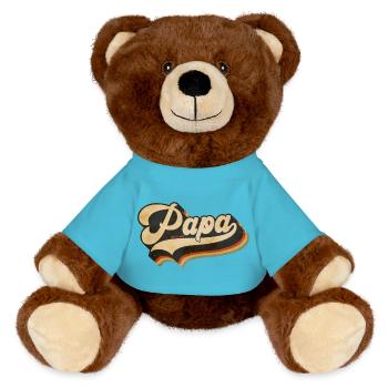 Papa Vintage Script Rainbow - MiniFeet® RecycelBär® Braun - Atollblau - Vorne