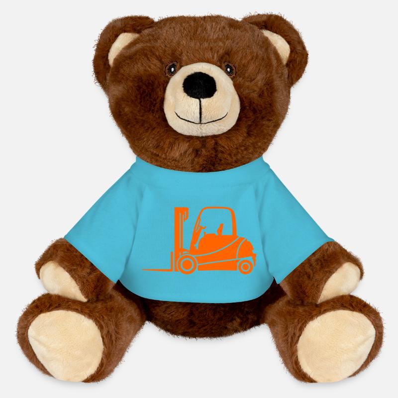 Forklift Silhouette: Transport & Forklift Driver - MiniFeet® RecycelBär® Teddy Bear Brown - atoll blue