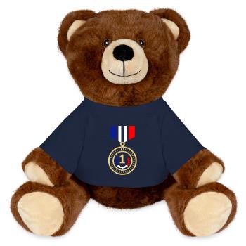 Médaille Bleu Blanc Rouge - Nounours RecycelBär® marron - bleu marine - Devant