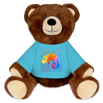 Chameleon - MiniFeet® RecycelBär® Teddy Bear Brown - atoll blue - Front
