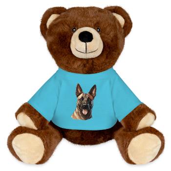 Hund Belgischer Schäferhund - MiniFeet® RecycelBär® Braun - Atollblau - Vorne