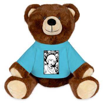 Femme de dessin animé et démons effrayants - Nounours RecycelBär® marron - bleu outremer - Devant