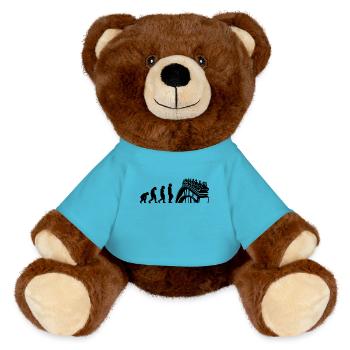 Amusement Park, Fair, Fairground, Funfair - MiniFeet® RecycelBär® Teddy Bear Brown - atoll blue - Front