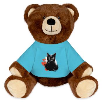Black Cats - MiniFeet® RecycelBär® Teddy Bear Brown - atoll blue - Front