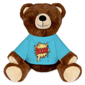 Boom – Cartoon Comic Explosion - MiniFeet® RecycelBär® Braun - Atollblau - Vorne