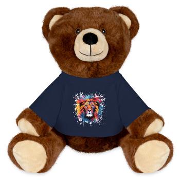 Portrait Tête De Lion Pop Art - Nounours RecycelBär® marron - bleu marine - Devant