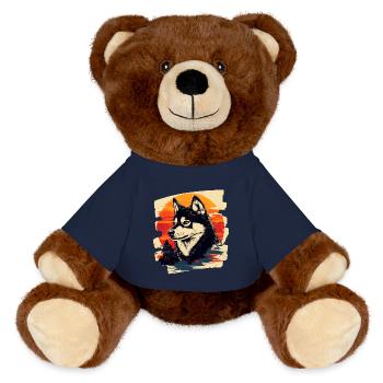 Husky - MiniFeet® RecycelBär® Teddy Bear Brown - french navy - Front