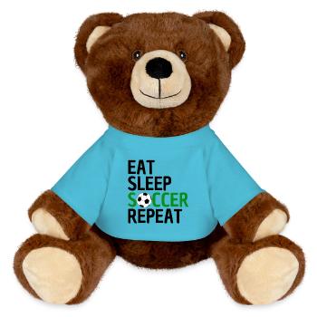 Funny Soccer Design Soccer Lovers - MiniFeet® RecycelBär® Teddy Bear Brown - atoll blue - Front