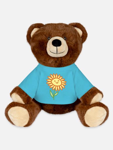 Fleur de soleil - Nounours RecycelBär® marron - bleu outremer