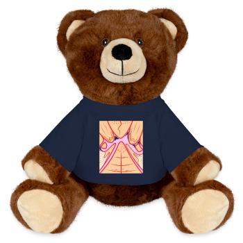 Abstract Crab Art Funny Crab Belly Costume - MiniFeet® RecycelBär® Teddy Bear Brown - french navy - Front
