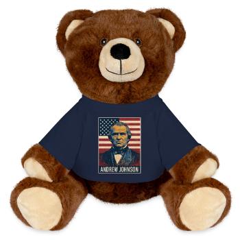 Andrew Johnson President Usa - MiniFeet® RecycelBär® Teddy Bear Brown - french navy - Front