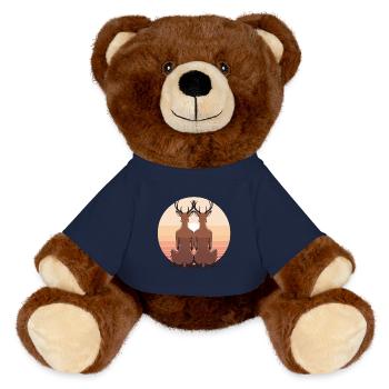 Deux cerfs dans le cercle du soir - Nounours RecycelBär® marron - bleu marine - Devant