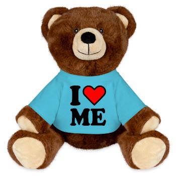 I love me - MiniFeet® RecycelBär® Braun - Atollblau - Vorne
