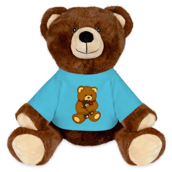 Teddy bear soft toy bear toy - MiniFeet® RecycelBär® Teddy Bear Brown - atoll blue - Front