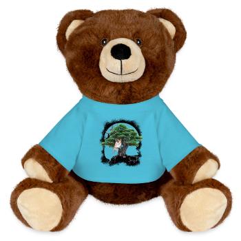 Magisch Wald Baum Mädchen Frau sinnlich Natur - MiniFeet® RecycelBär® Braun - Atollblau - Vorne