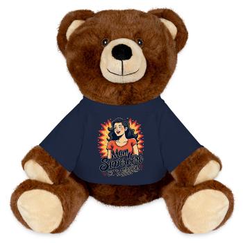 Mother, superheroine on a mission! - MiniFeet® RecycelBär® Teddy Bear Brown - french navy - Front