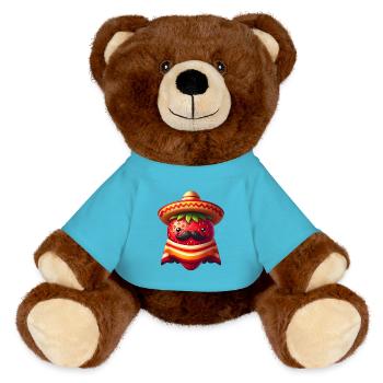 Cinco de Mayo Fraise à moustache - Nounours RecycelBär® marron - bleu outremer - Devant