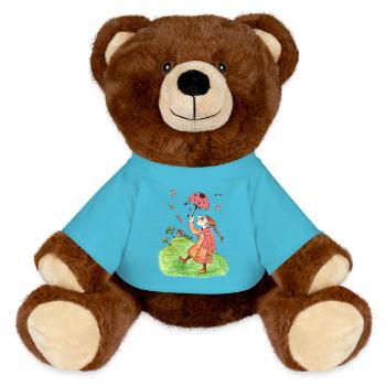 Sweets rain Masch fairy tale - MiniFeet® RecycelBär® Teddy Bear Brown - atoll blue - Front