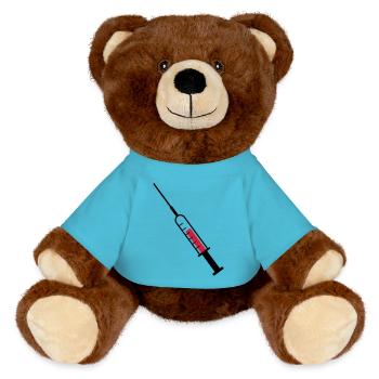 Syringe as vector - MiniFeet® RecycelBär® Teddy Bear Brown - atoll blue - Front
