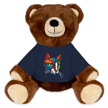 Chat tribal - Nounours RecycelBär® marron - bleu marine - Devant
