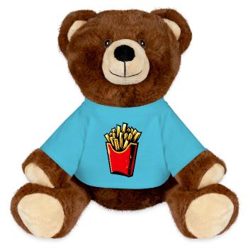 French fries 🍟 - MiniFeet® RecycelBär® Teddy Bear Brown - atoll blue - Front