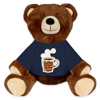 Drôle Café Confortable Caféine Humour Adulte - Nounours RecycelBär® marron - bleu marine - Devant
