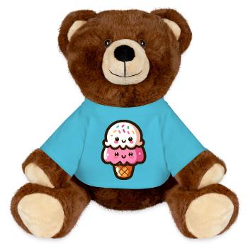Ice two scoops - MiniFeet® RecycelBär® Teddy Bear Brown - atoll blue - Front