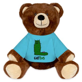 Cattus – Griffonnage de chat cactus, chat vert avec des épines. - Nounours RecycelBär® marron - bleu outremer - Devant