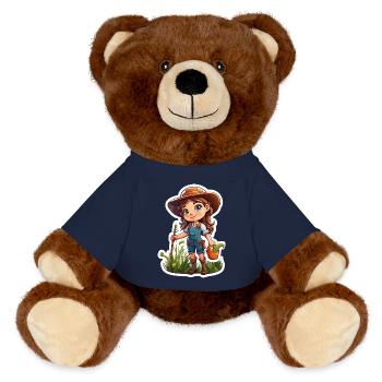 Agriculteur / Agriculteur / Ferme / Récolte / Femme - Nounours RecycelBär® marron - bleu marine - Devant