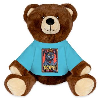 Cat doesn't feel like it - MiniFeet® RecycelBär® Teddy Bear Brown - atoll blue - Front
